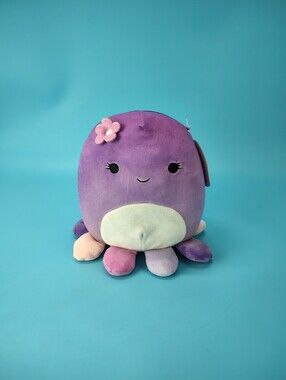 KellyToy Squishmallow 2021 Violet the Octopus Purple 8 " Plush Flower Bow w/ Tag